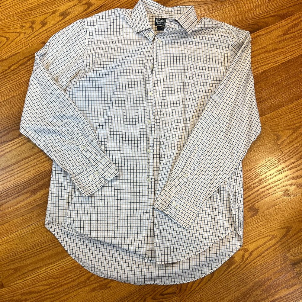 Polo by Ralph Lauren Blue and Yellow Striped Dress Shirt